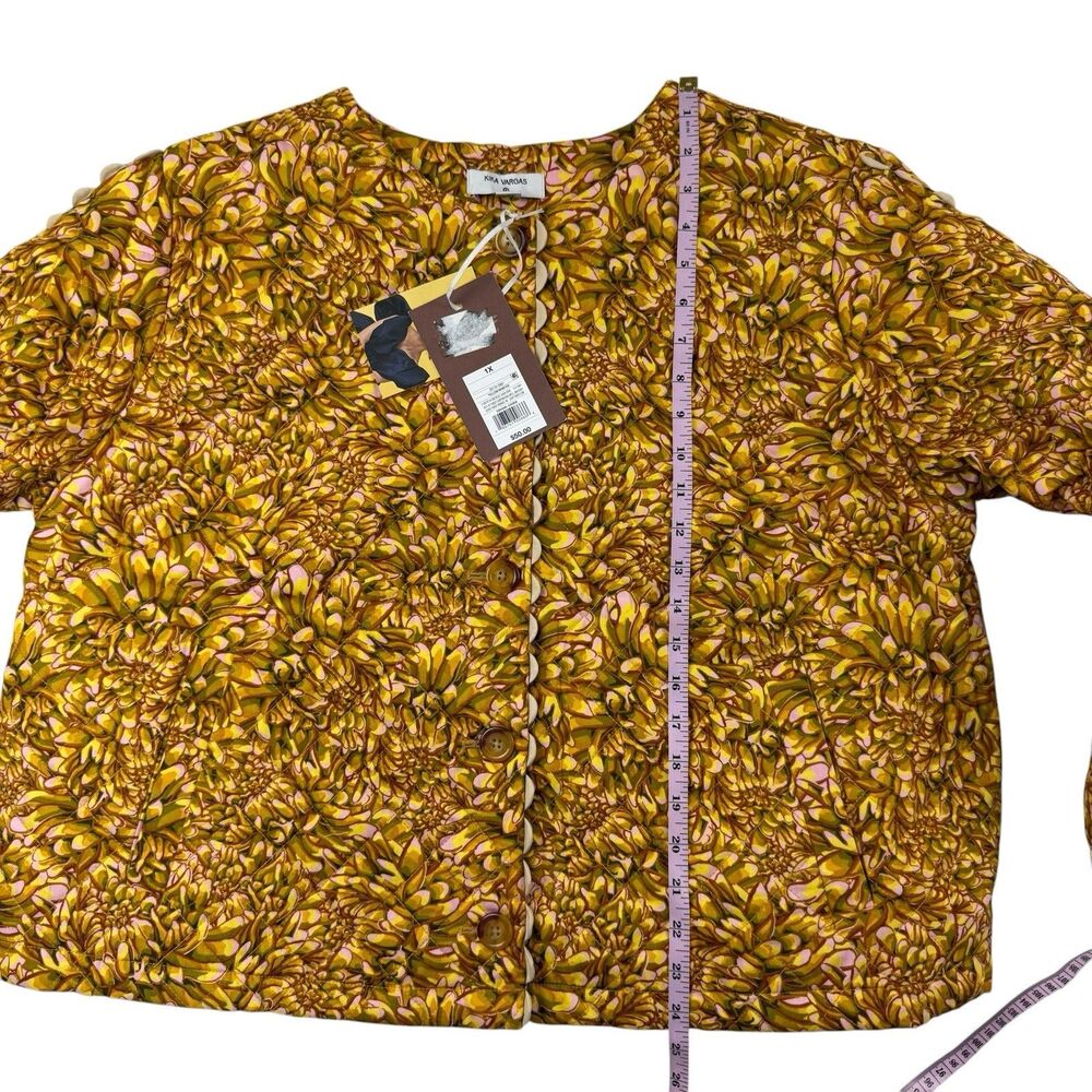Kika Vargas x Target NEW 1X Yellow Gold Mum Floral Quilted Jacket Barrel Sleeve - Picture 13 of 14